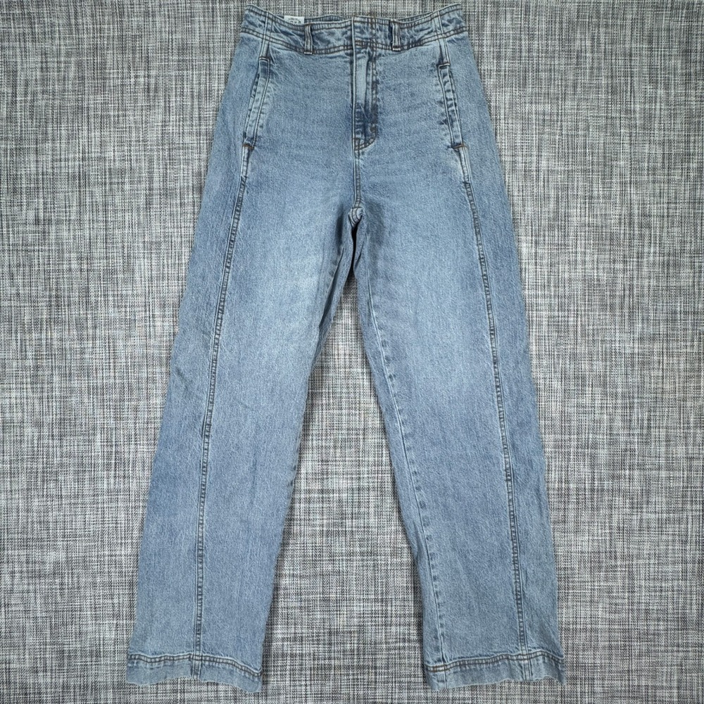 Habitual Women's 4/27 High Rise Wide Leg Jeans Light Wash Cinch Back Seam Y2K